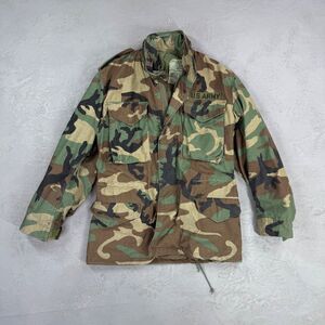 Vintage 1987 U.S. Military Cold Weather Field Coat Woodland Camo M65 Small Reg.